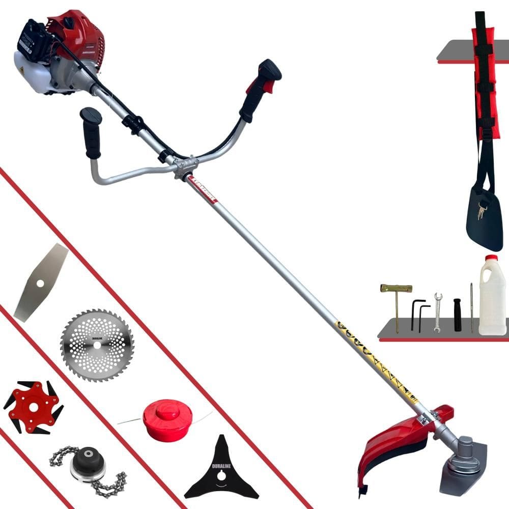 Roçadeira À Gasolina Kawashima BCJ620-L 62cc 2T 3HP Com Carretel + Faca 2 Pontas + Faca 3 Pontas + Faca 6 Pontas + Disco 40 Dentes Vídea + Trimmer