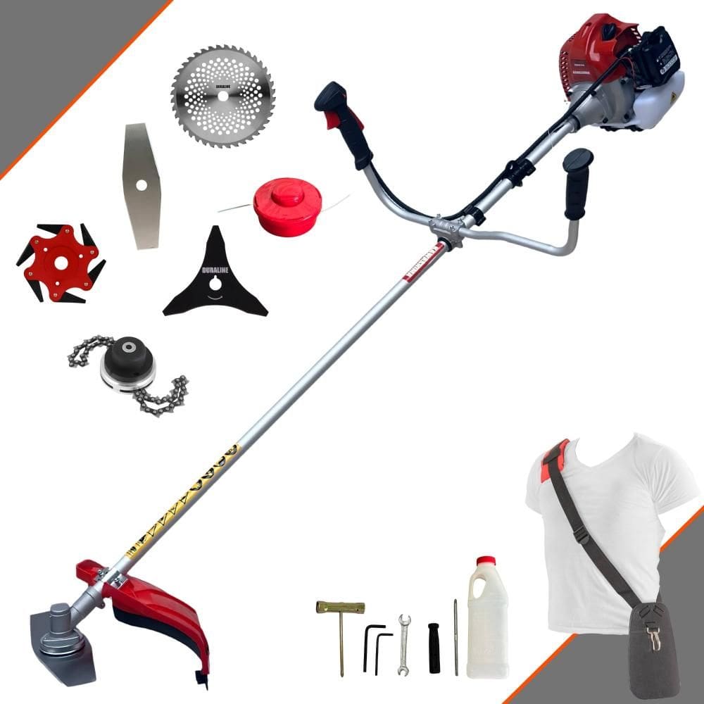 Máquina de Cortar Grama Profissional À Gasolina Kawashima BCJ620L 2 Tempos 62cc 3HP 10.000rpm Roçadeira Completa Multifunções Com 6 Opções de Cortes