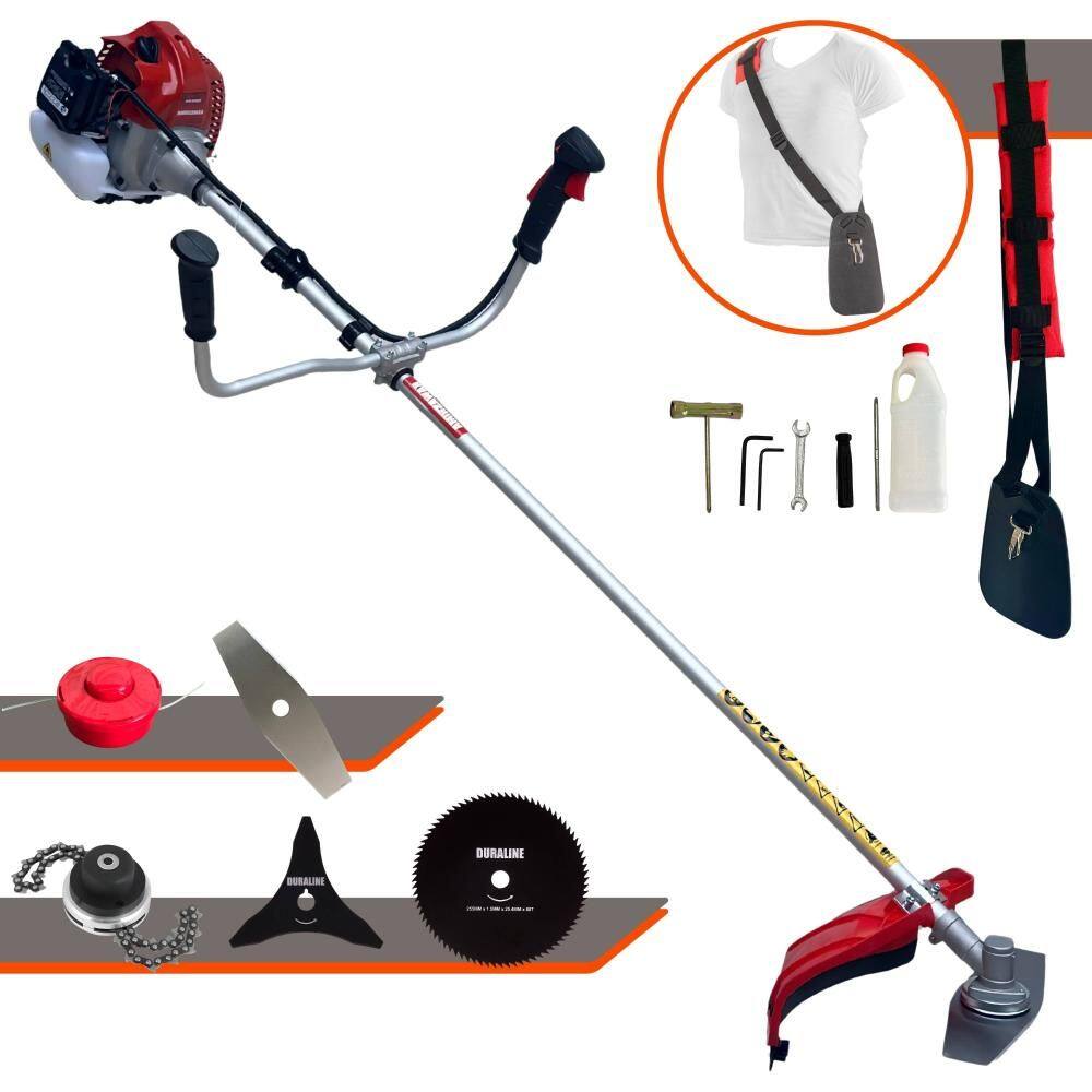 Roçadeira À Gasolina Kawashima BCJ620L 62cc 3HP 10.000rpm Multifunções Com Carretel + Lâmina Facão + Lâmina 3 Pontas + Lâmina 80 Dentes + Trimmer