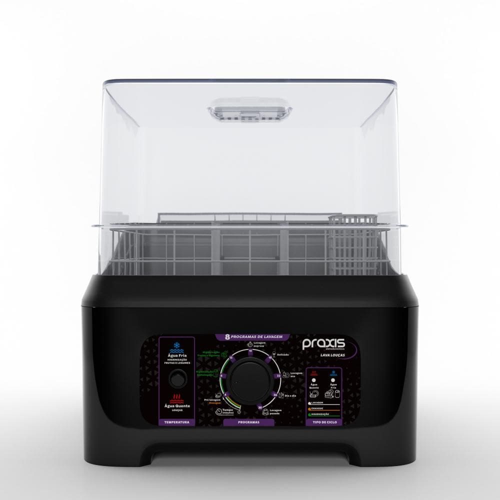 Lava Louças Portátil Praxis LLPP 4 Serviços e 8 Programas de Lavagem Semi Automática Preto 127V