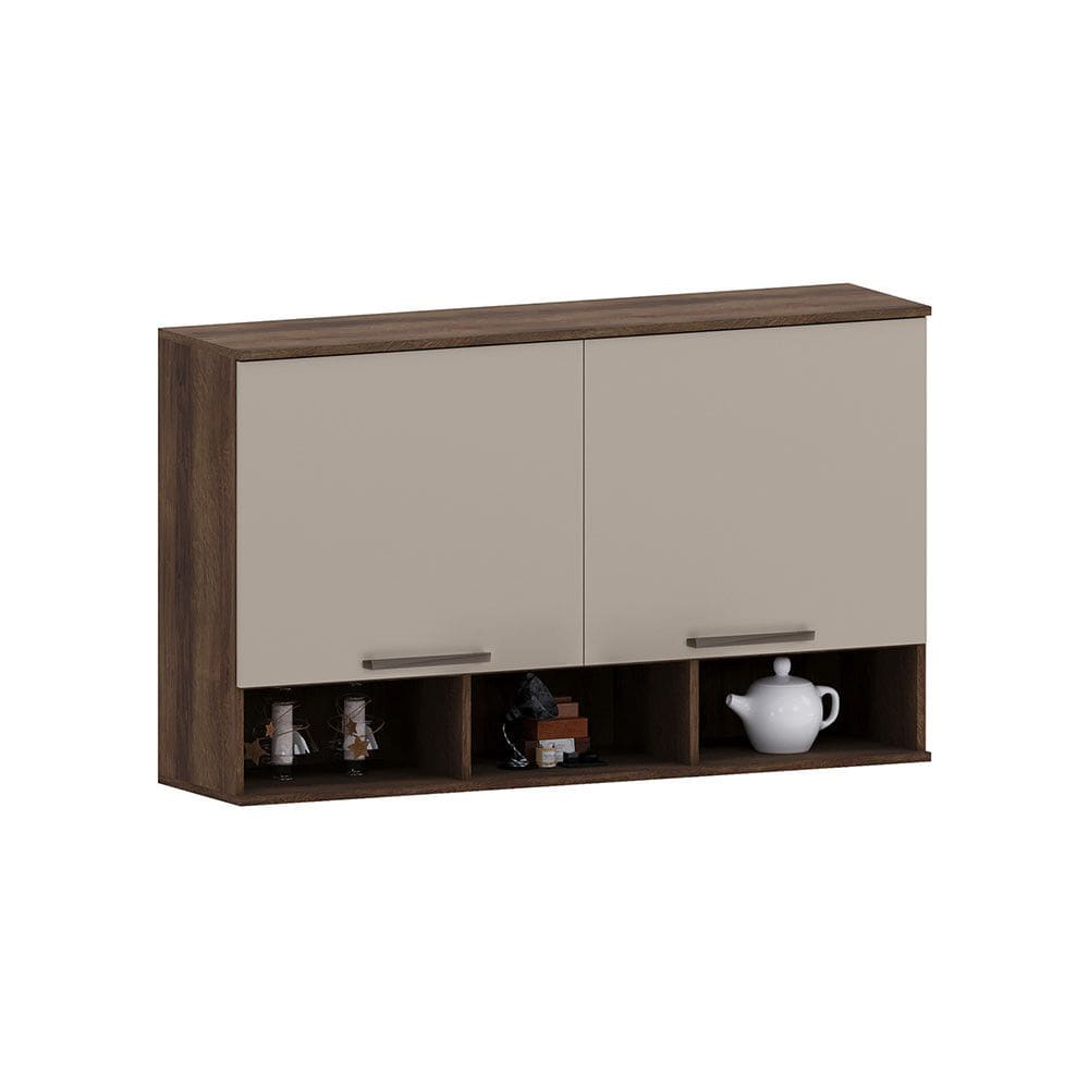 Armário Aéreo 120cm 2 Portas com Nicho Inferior Luna Luciane Móveis