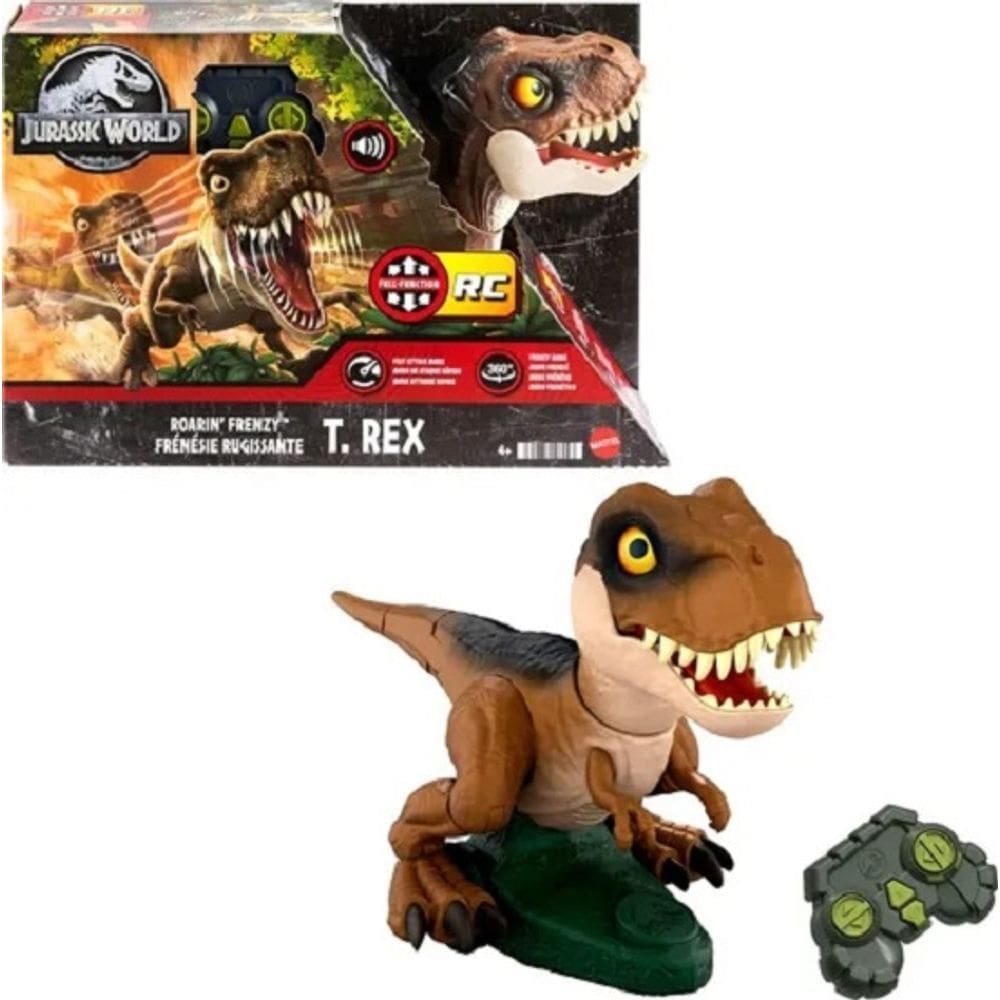 Jurassic World T.Rex 40 Cm Fúria Rugidora Controle Remoto – C/ Som , Modo ataque rápido e 360° - Mattel