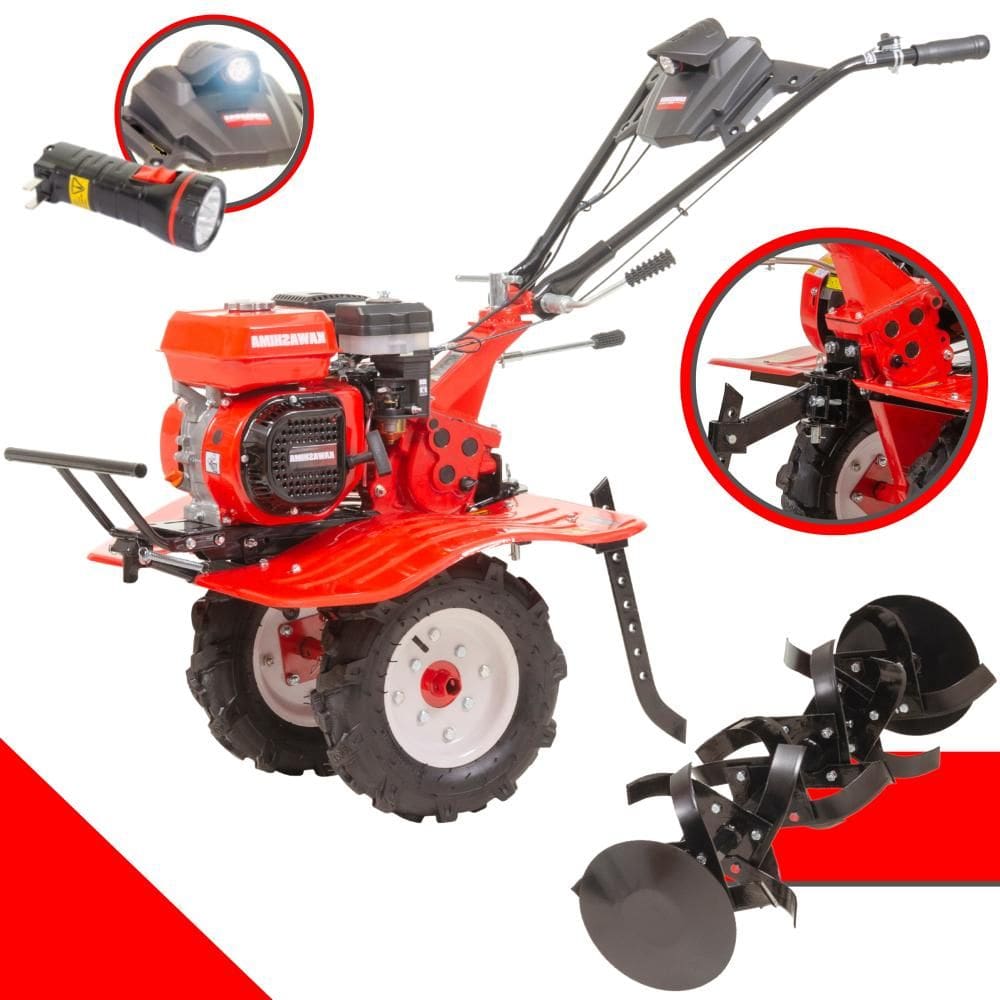 Micro trator Motocultivador Kawashima MCG-780A À Gasolina 212cc 7HP Com 24 Lâminas Cultivadoras Ideal P/ Descompactação de Solo e Areia + Lanterna
