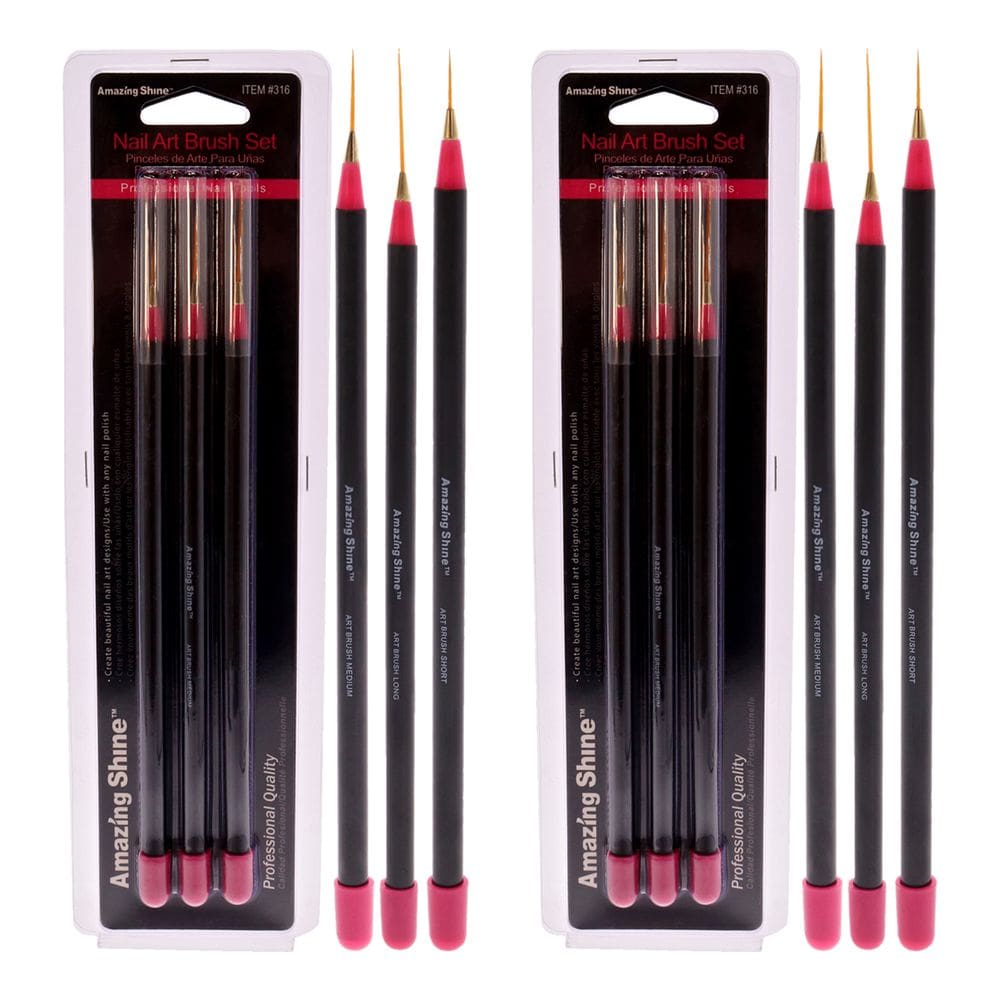 Conjunto de pincéis de arte de unhas Amazing Shine Professional de 3 peças