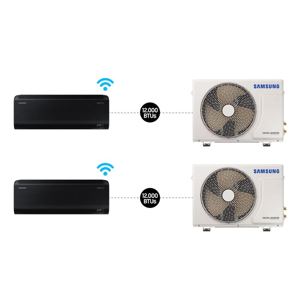 Combo - Ar condicionado Split Inverter Samsung WindFree™ Connect Sem Vento 2X12.000 BTUs Quente e Frio