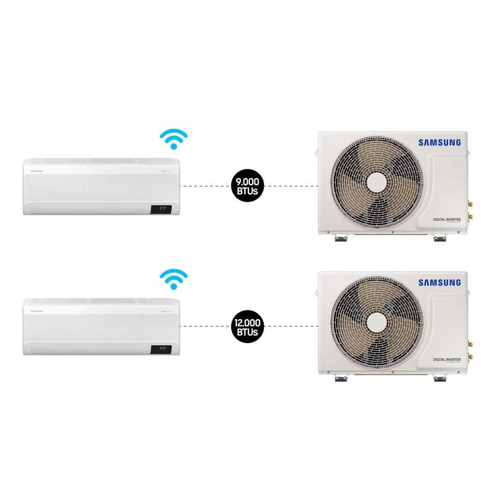 Combo - Ar condicionado Split Inverter Samsung WindFree™ Connect Sem Vento 12.000 & 18.000 BTUs Quente e Frio
