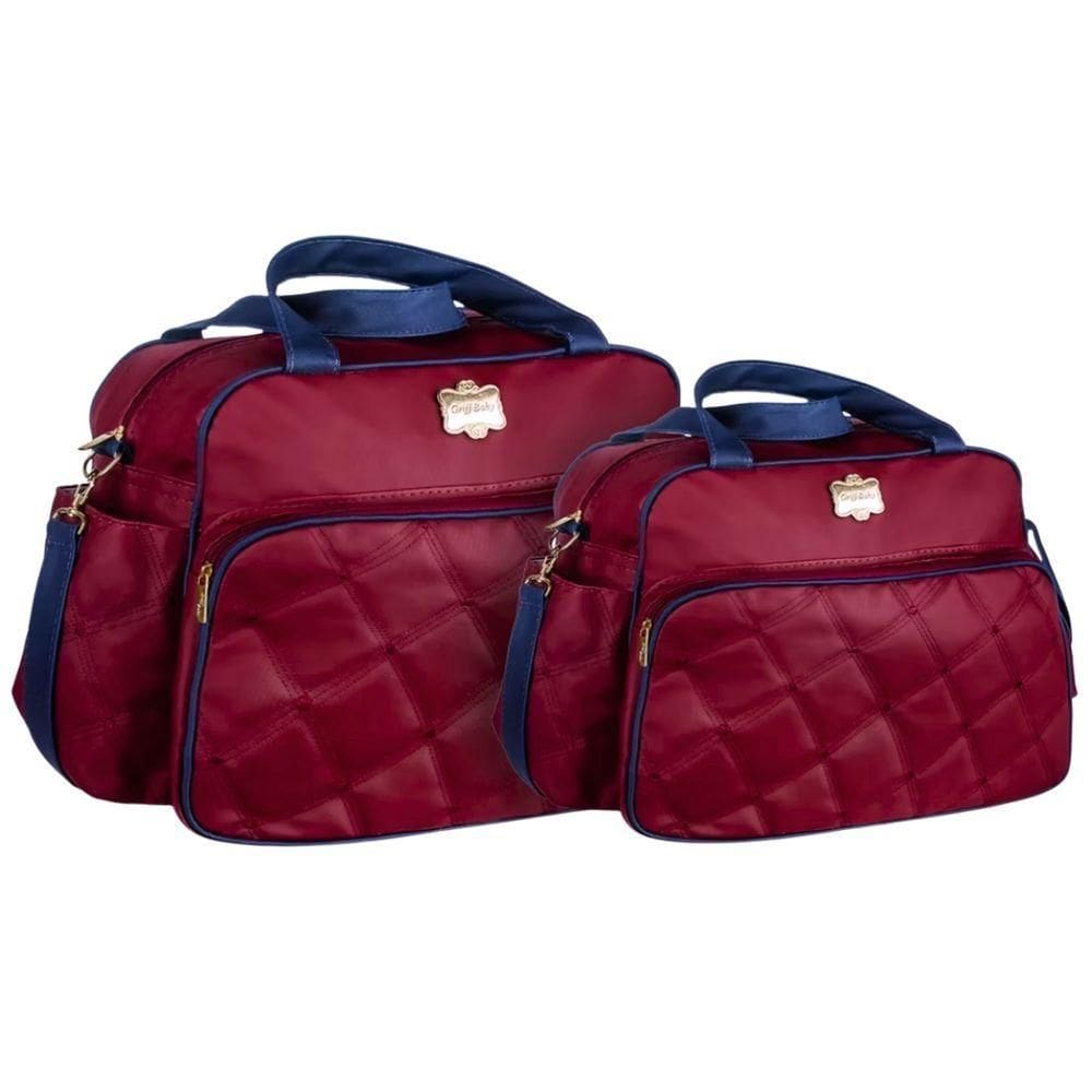 Kit Bolsas Maternidade Baby Classic Matelassê Vinho E Marinho