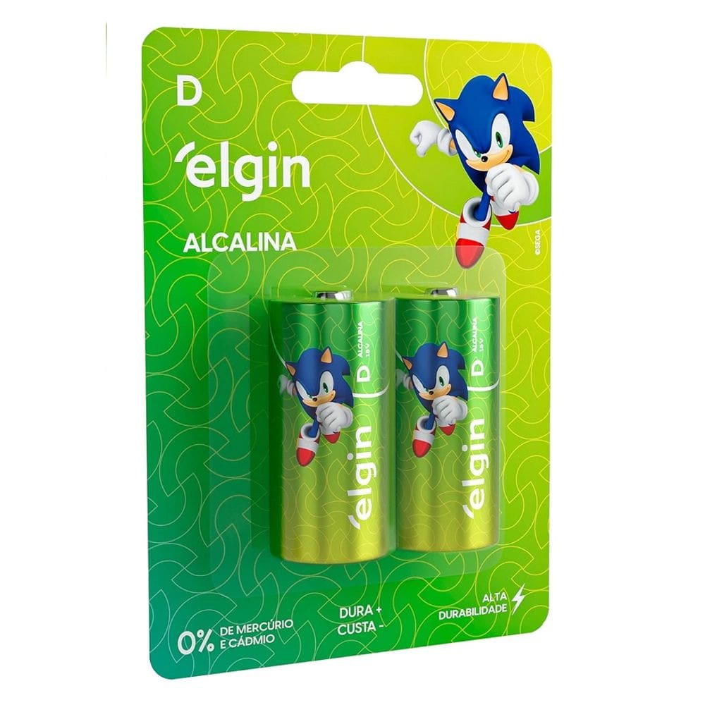 Pilha Alcalina Grande D Cartela 02UN ELGIN