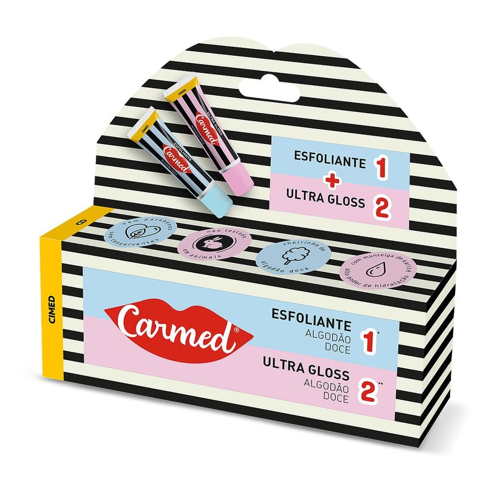 Carmed SOS Algodão Doce Esfoliante 10g + Ultra Gloss 10g