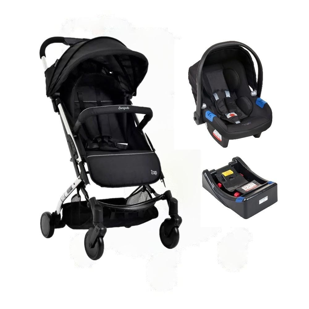 Trio Carrinho Zap Metal Prata Com Bebê Conforto E Base Touring X