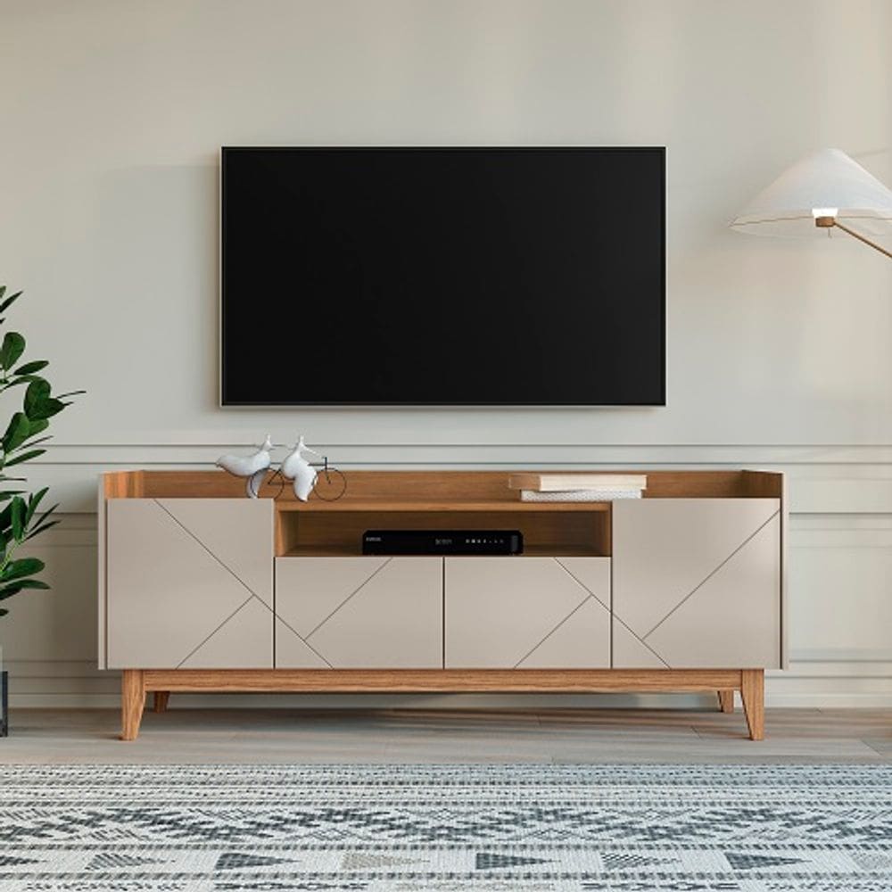Rack Adria 1.80 Off White/Cedro - Casa D Móveis