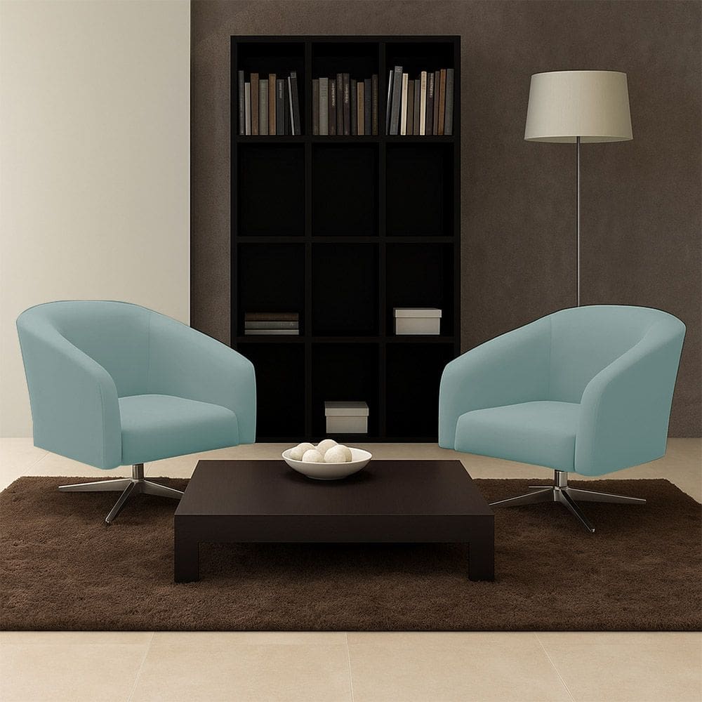 Poltrona Decorativa Giratória Cromada Kit 2 Stella Cotelê Ext/Veludo Menta D03 - D`Rossi