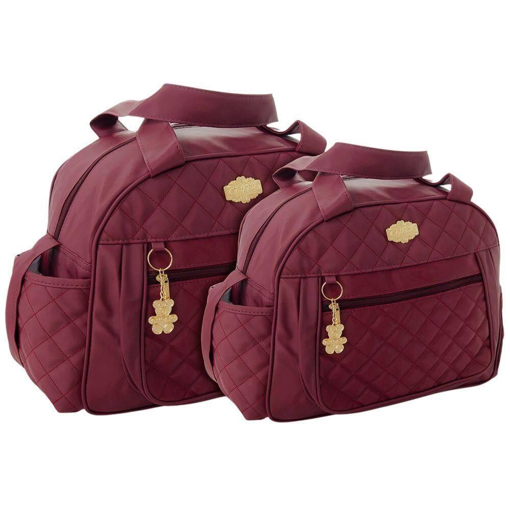 Kit Bolsas Maternidade Matelassê Baby Essence Vinho