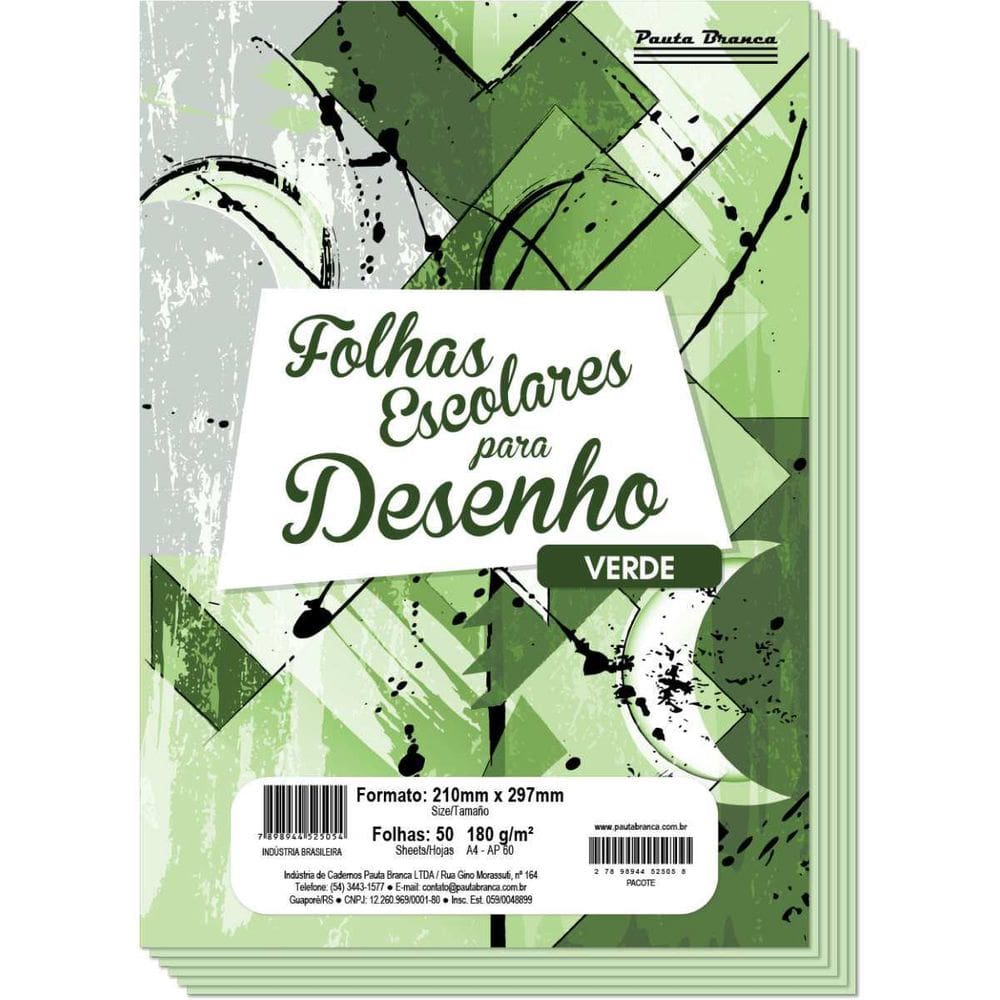 Papel Sulfite A4 Colorido Ap60 180G 60Kg. Verde 50Fls.