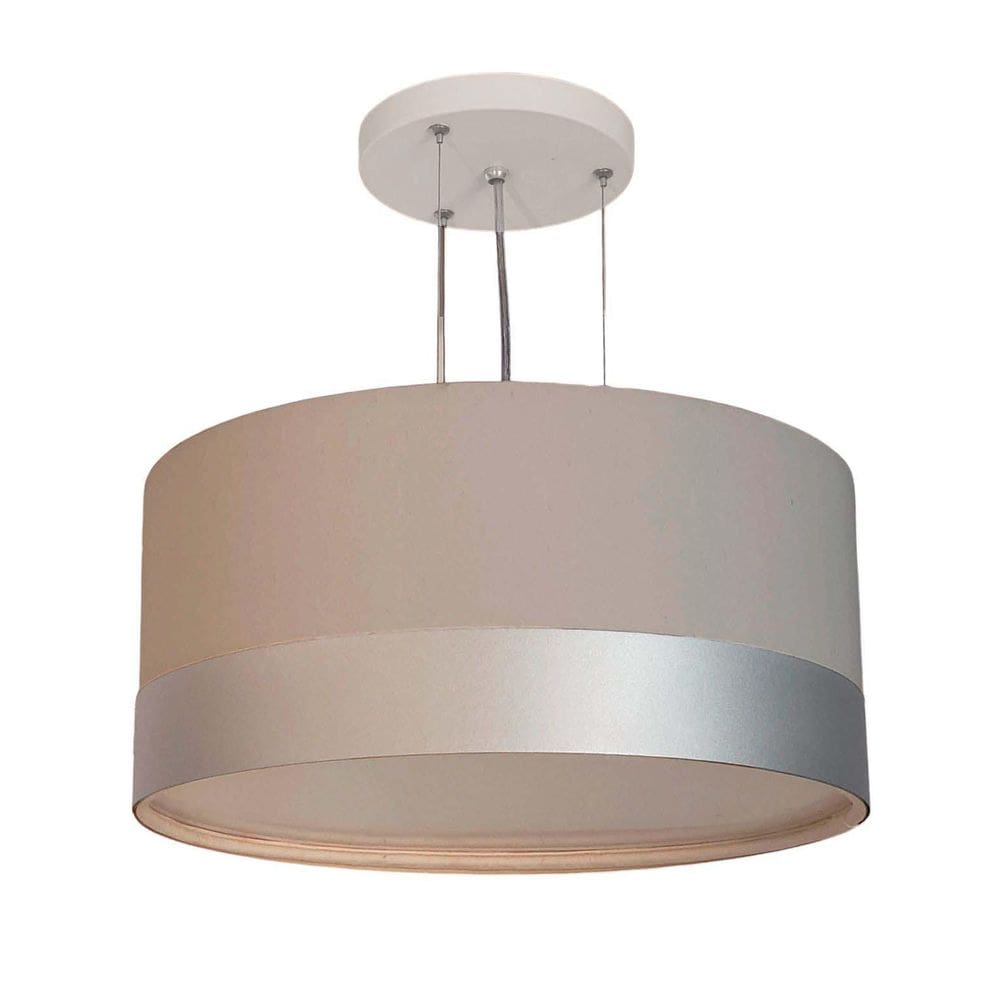 Lustre Pendente Cúpula Cinza Com Detalhe Prata 30X15
