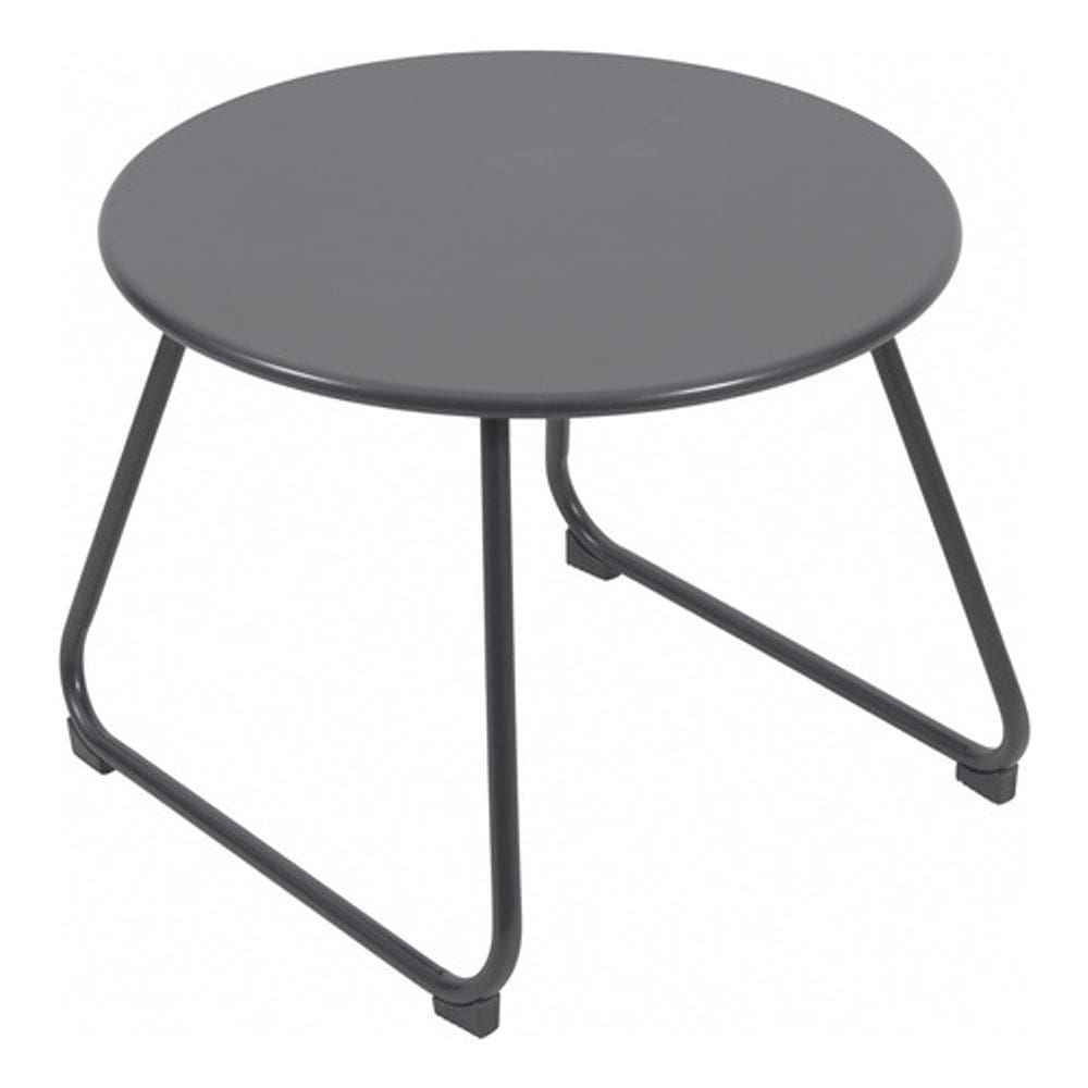 Mesa De Apoio Redonda Baixa 37x48x48cm Em Aco Cinza