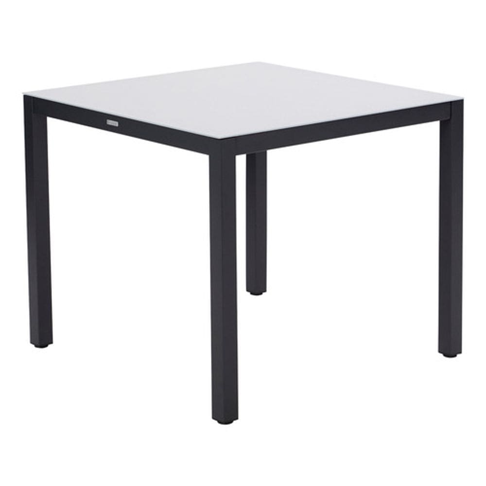 Mesa Quadrada Jardim Varanda 75x90x90cm Aluminio Vidro Preto