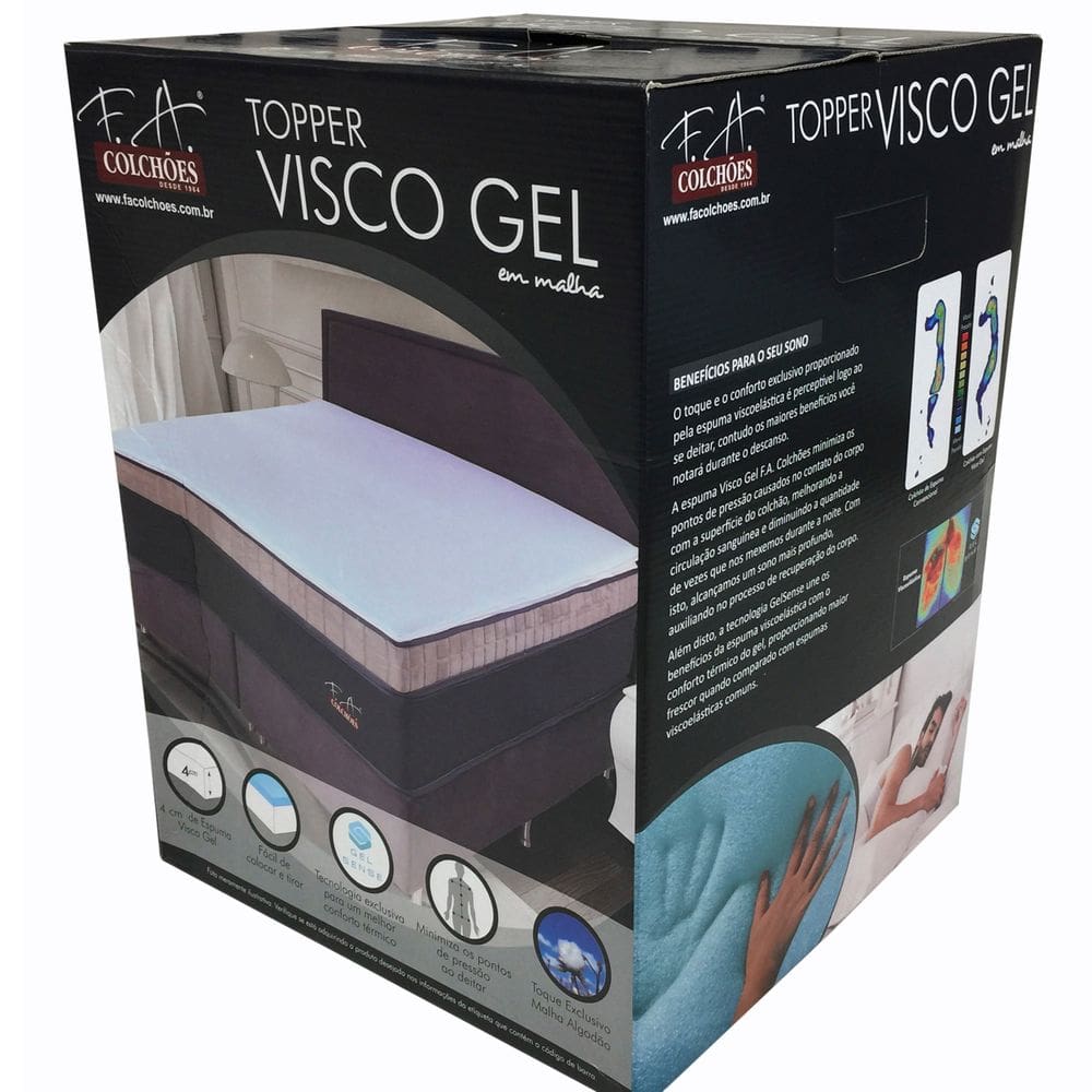 Topper Visco Gel F.A. Colchões 4cm King Alívio de Pressão
