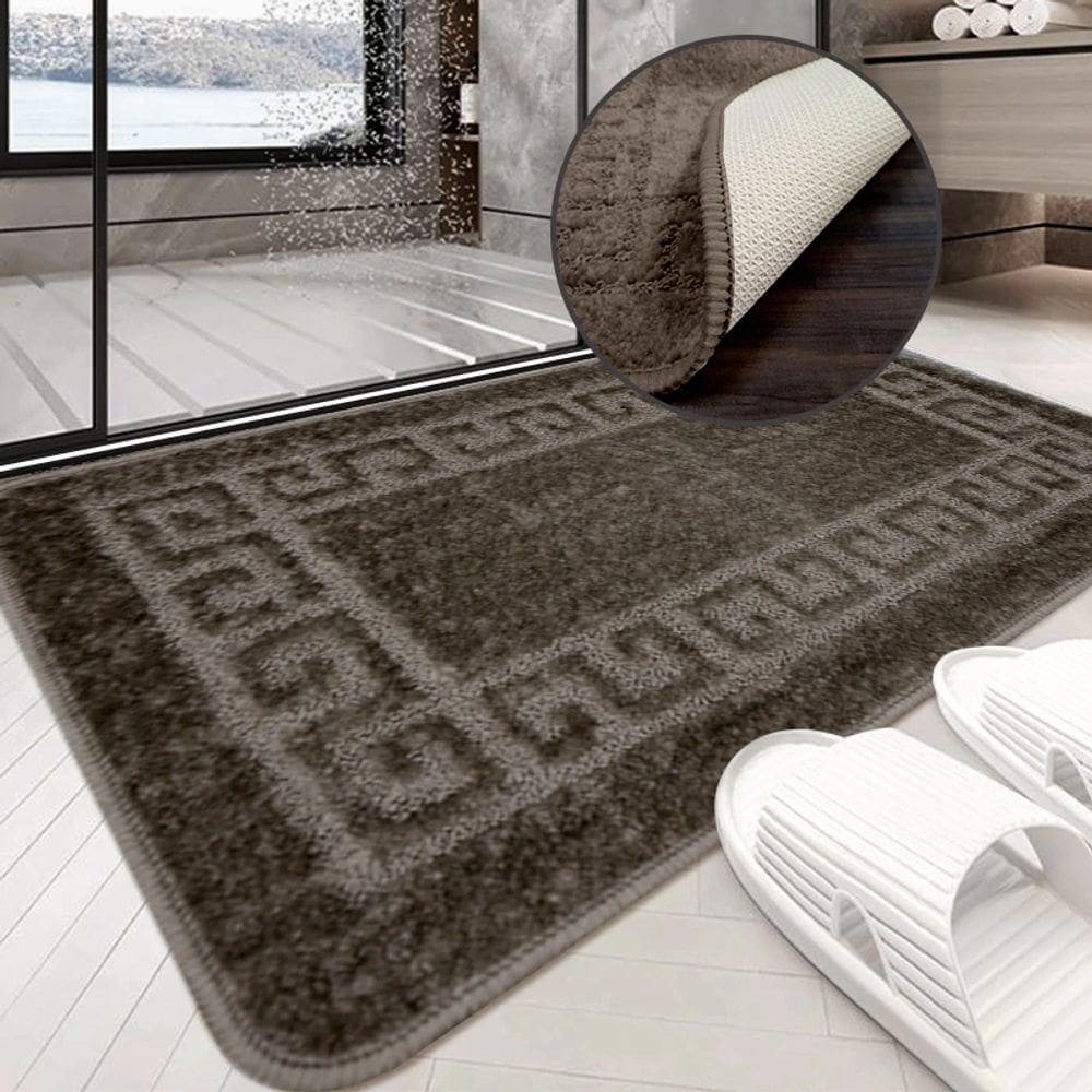 1 Tapete Banheiro Grego Grande Antiderrapante Ce Choco 50x80