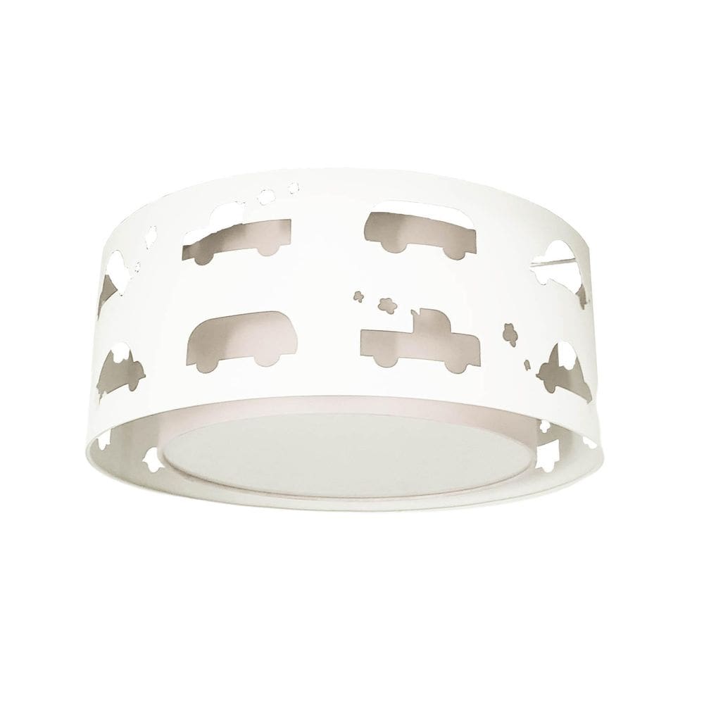 Luminária Infantil Plafon Carrinhos Branco  50X16