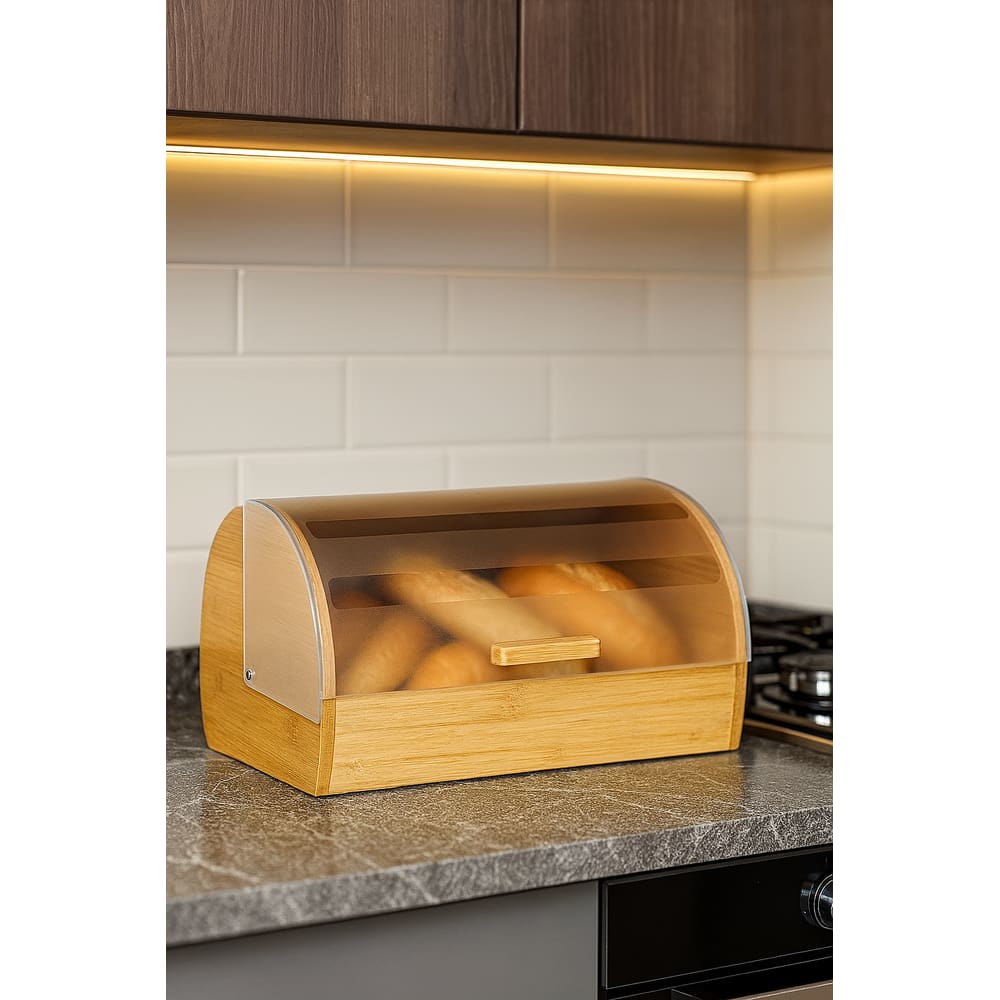 Porta Pão Paniere de Bambu com Tampa Basculante Jolitex - Paniere