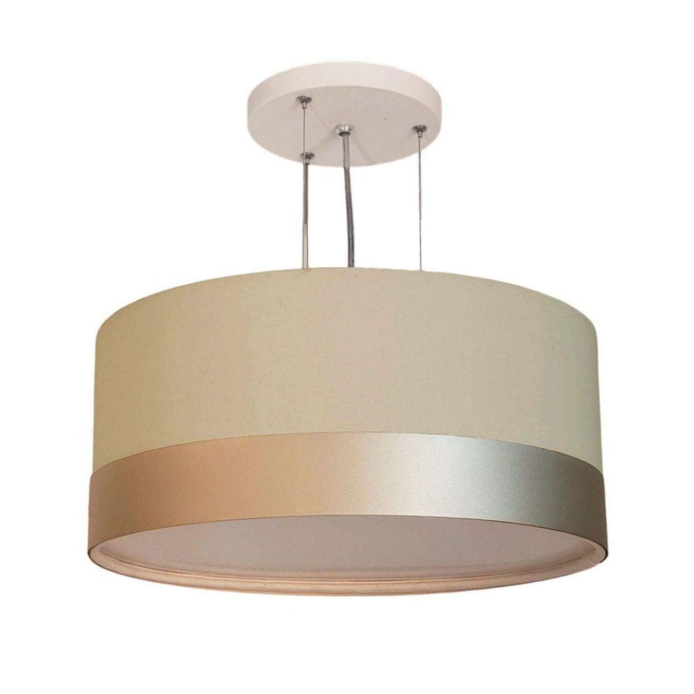 Lustre Pendente Cúpula Cáqui Com Detalhe Bronze 50X25