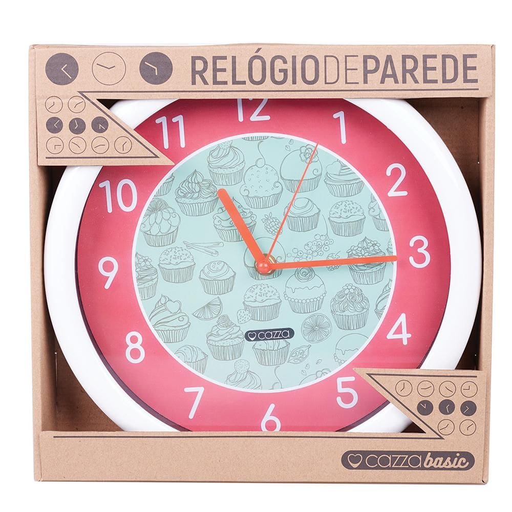 Relógio de Parede 26cm Redondo Cazza Cupcakes