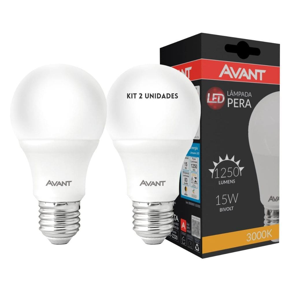 Lâmpada Led 15w E27 6500k Branca Fria Avant - Kit 2 Unidades