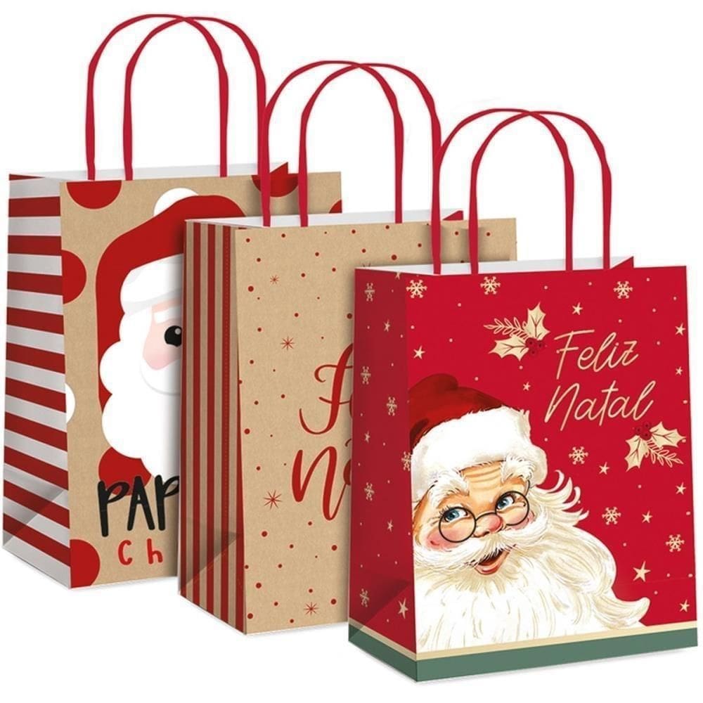 Sacola Para Presente Natal Pacote Com 10 -