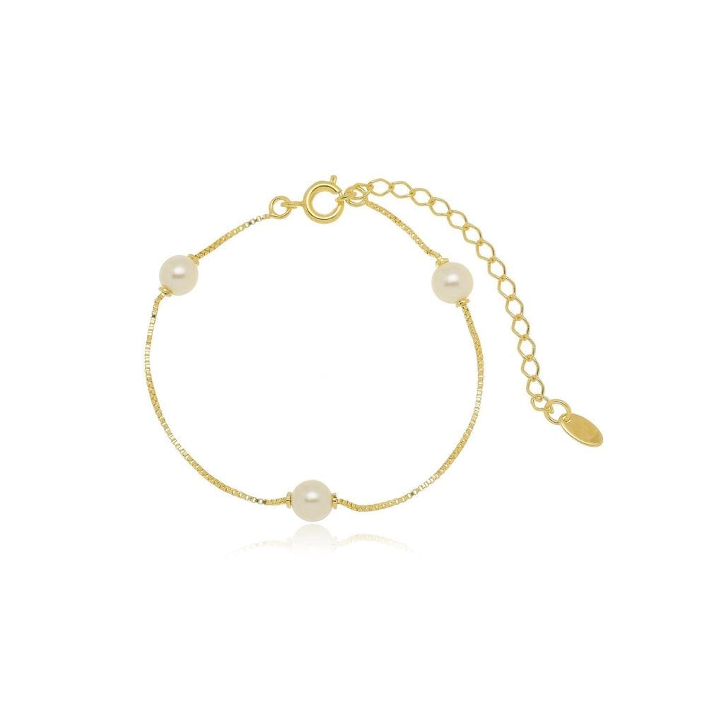 Pulseira Pérola Banhada A Ouro 18K