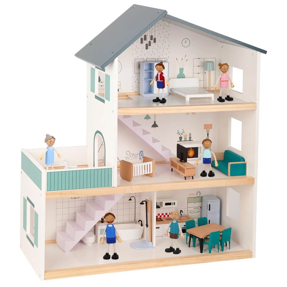 Super Casa de Bonecas em Madeira Tooky Toy