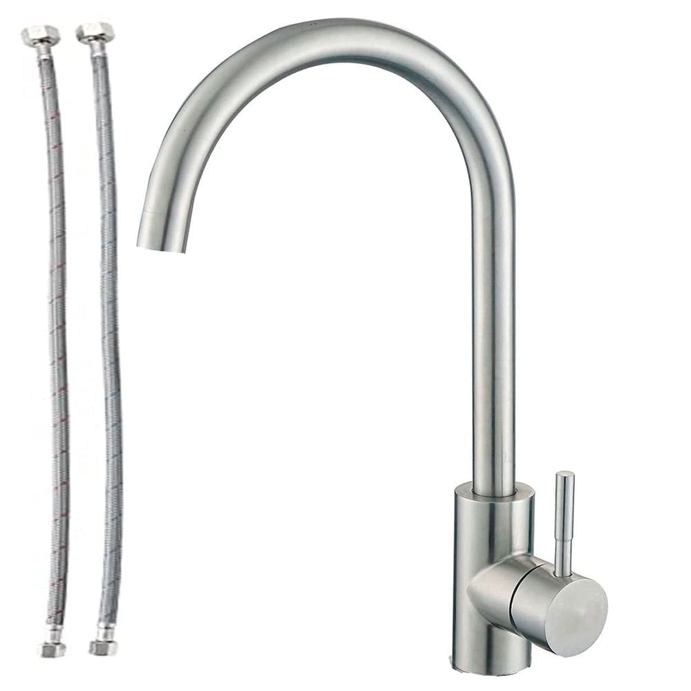 Torneira Para Pia Monocomando, Mesa, bancada Quente/Frio Aço Escovado Fc-29