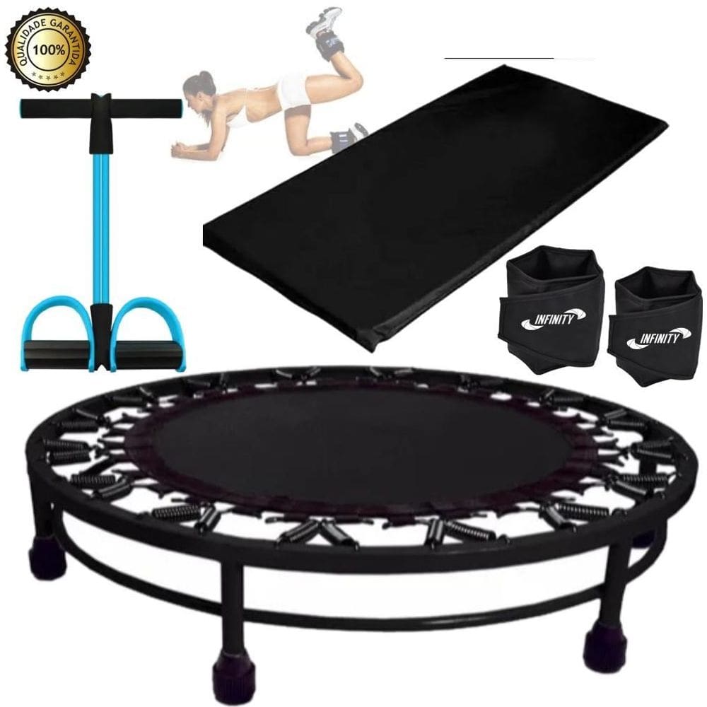 Kit Aeróbico Mini Jump+Colchonete + Extensor + Caneleira 3Kg