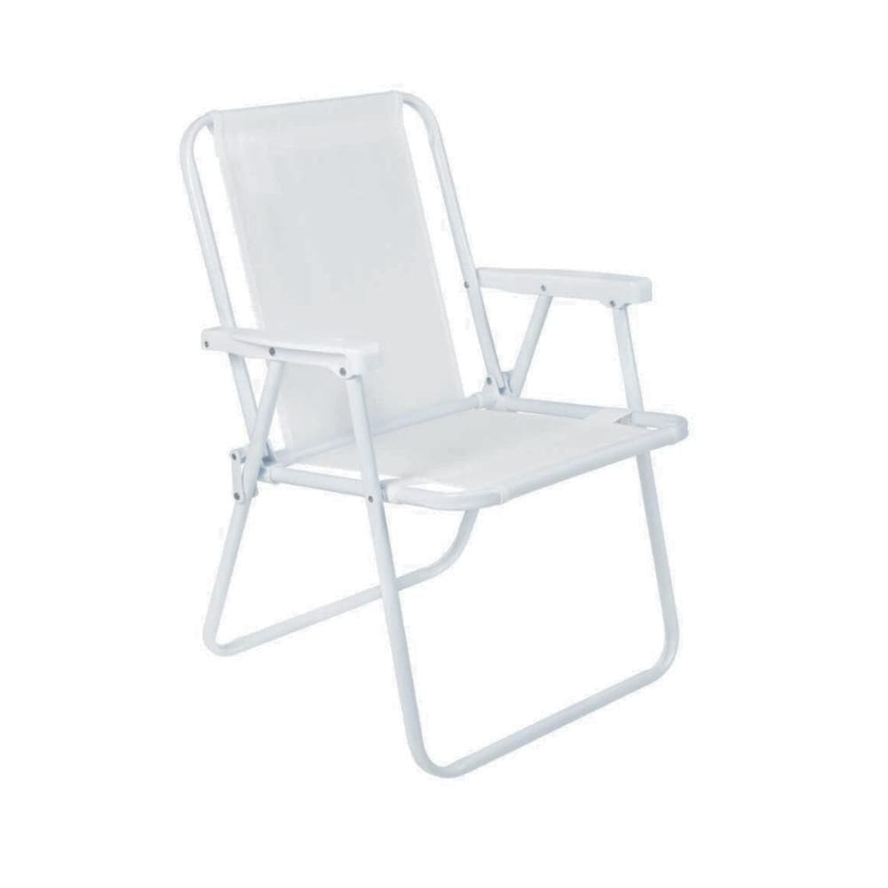 Cadeira De Praia Alta Em Aço 110 Kg Cores Sólidas Mor Branco