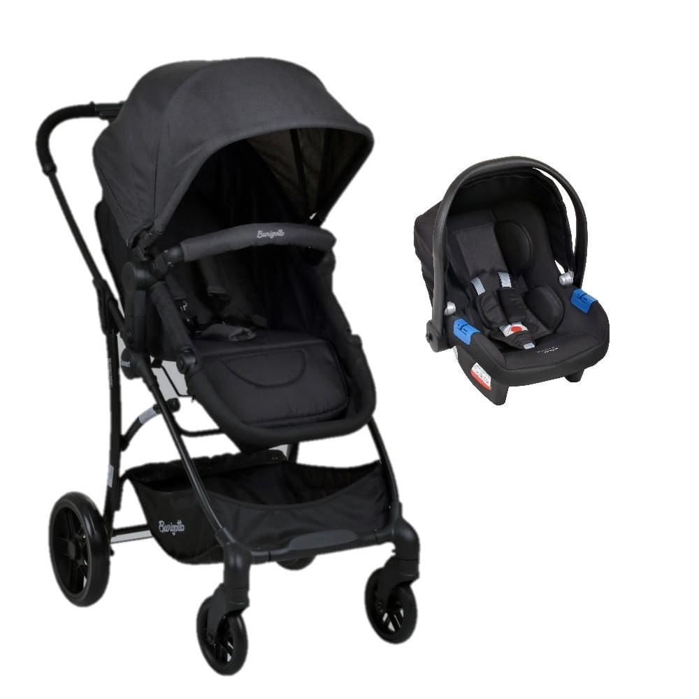Carrinho Convert Cinza Escuro Com Bebê Conforto Touring X Burigotto