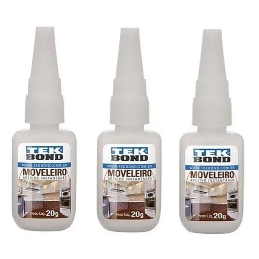 3 Un Cola Adesivo Instantânea Tek Bond Moveleira 793 20Gr