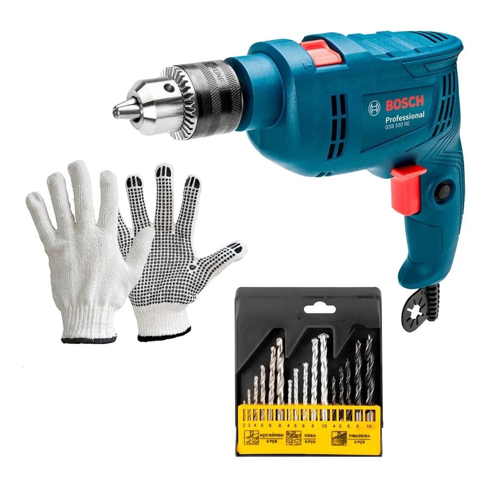 Kit Furadeira 220v Bosch Impacto C/ Jogo De Brocas + Luva Adicionar aos favoritos