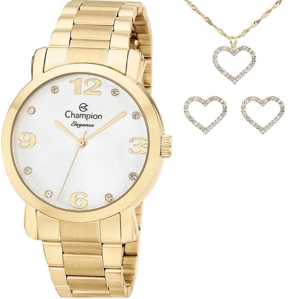 Relogio Champion Feminino Dourado Banhado Ouro Cn26279W