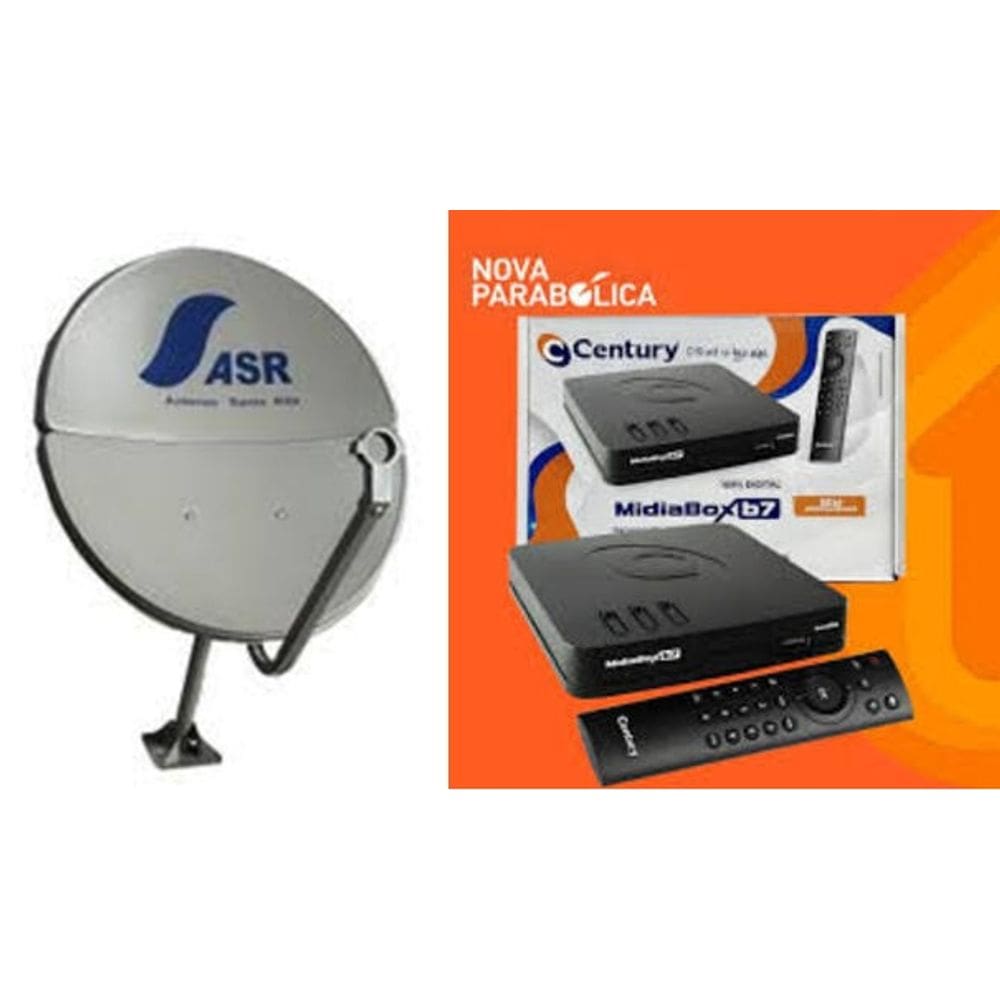 Antena Parabólica Bipartida Santa Rita 60cm com  Century Midia B7