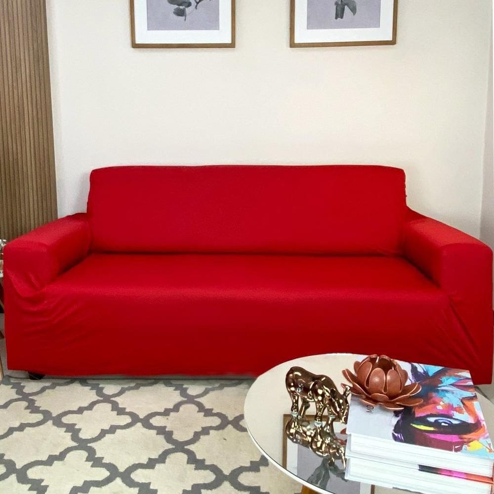 Capa de Sofá 3 Lugares Malha Bela Real Vermelho