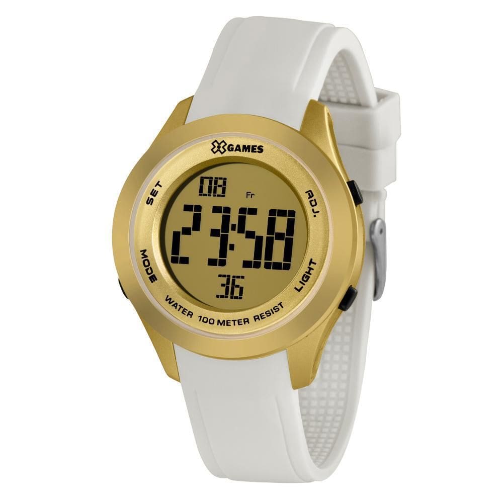 Relógio Feminino Dourado E Branco Digital X-Games