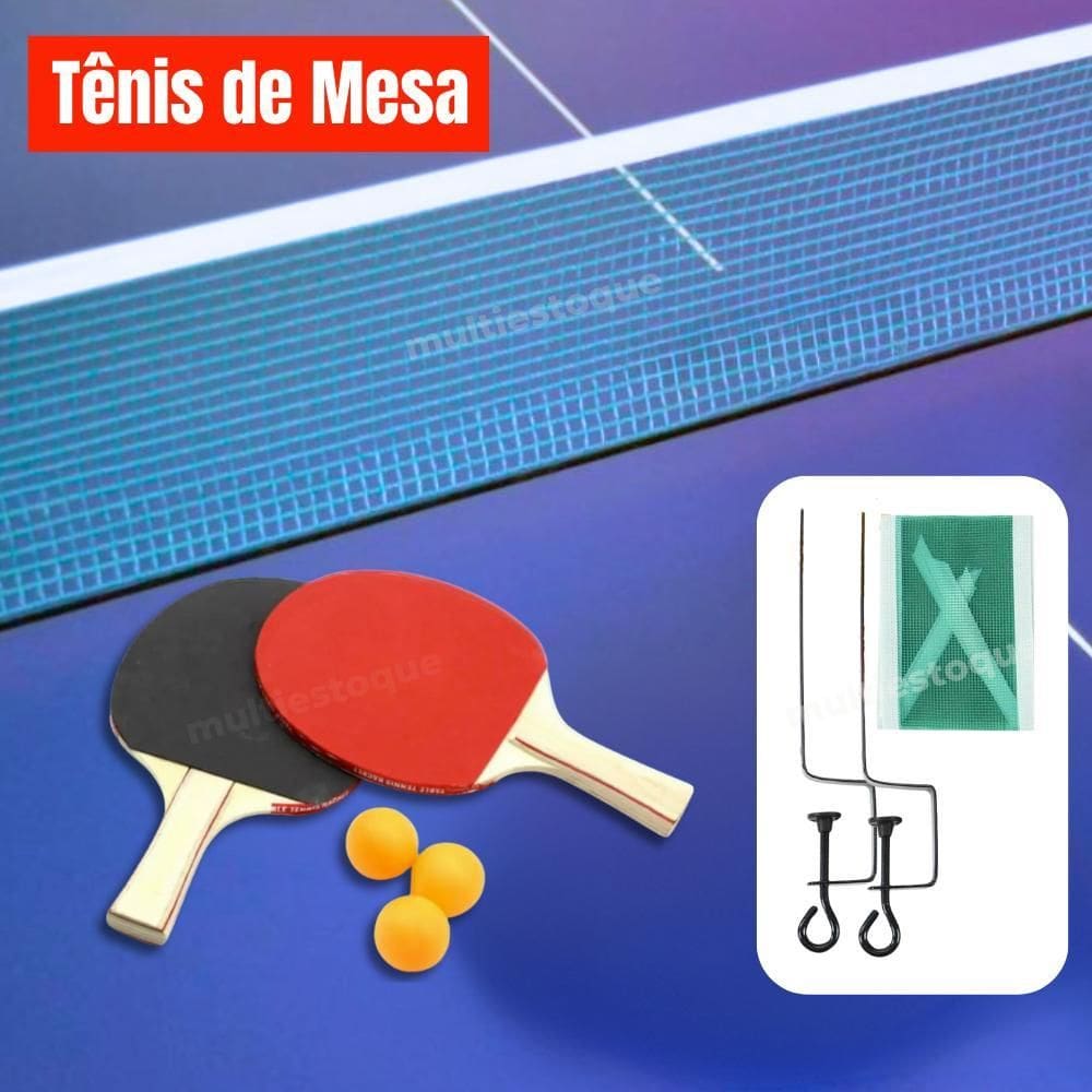 Kit Com 2 Raquetes De Ping Pong E Rede - Lisa