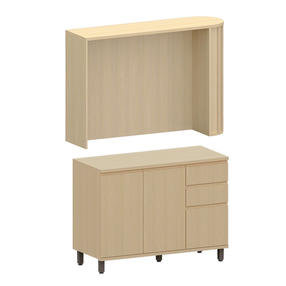 Bancada de Cozinha com Tampo Para Ilha 144cm e Balcão de Cozinha 120cm 3 Portas e 2 Gavetas Com Tampo Aura Luciane Móveis