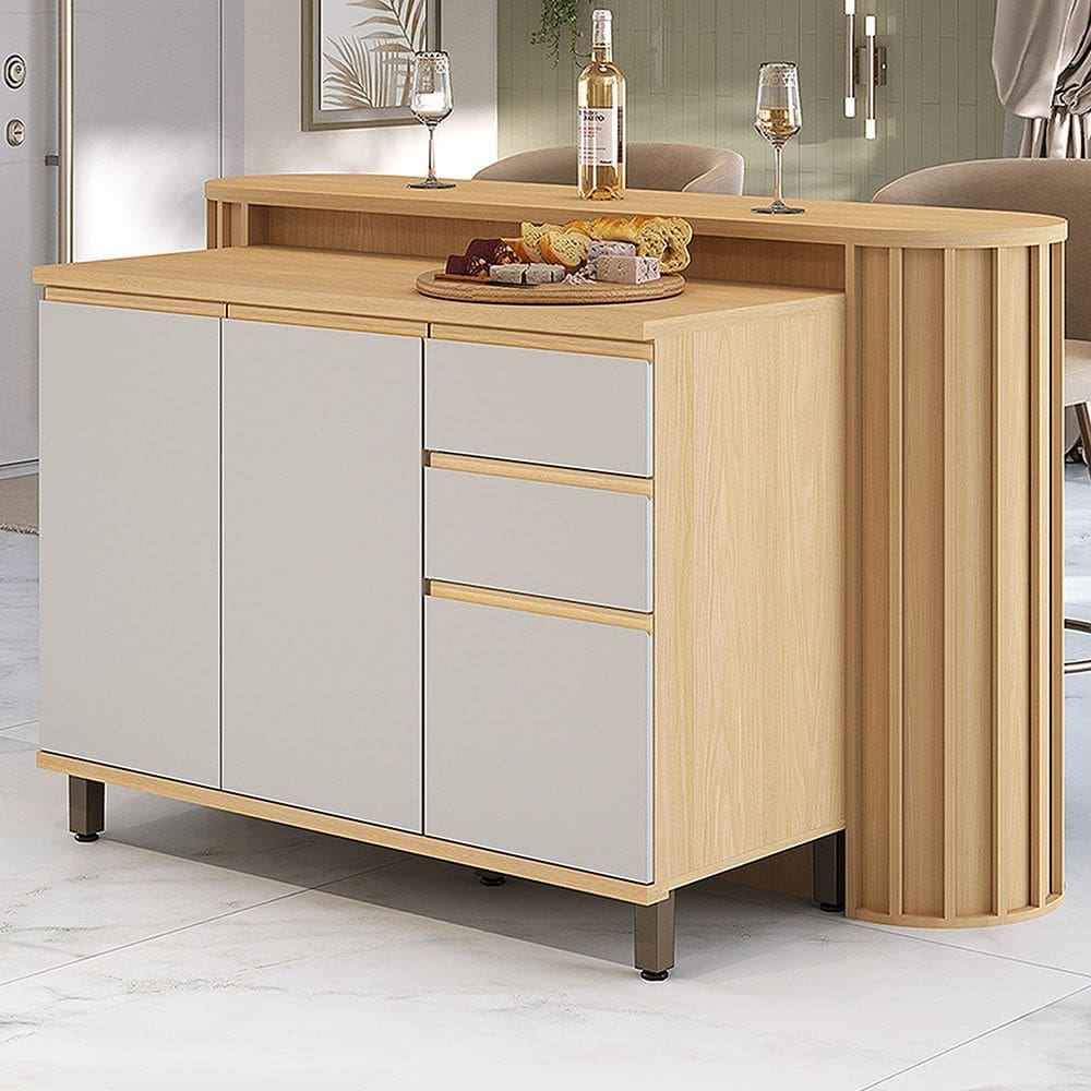 Bancada de Cozinha 164cm com Tampo Cozinha 120cm 3 Portas e 2 Gavetas Com Tampo Aura Luciane Móveis
