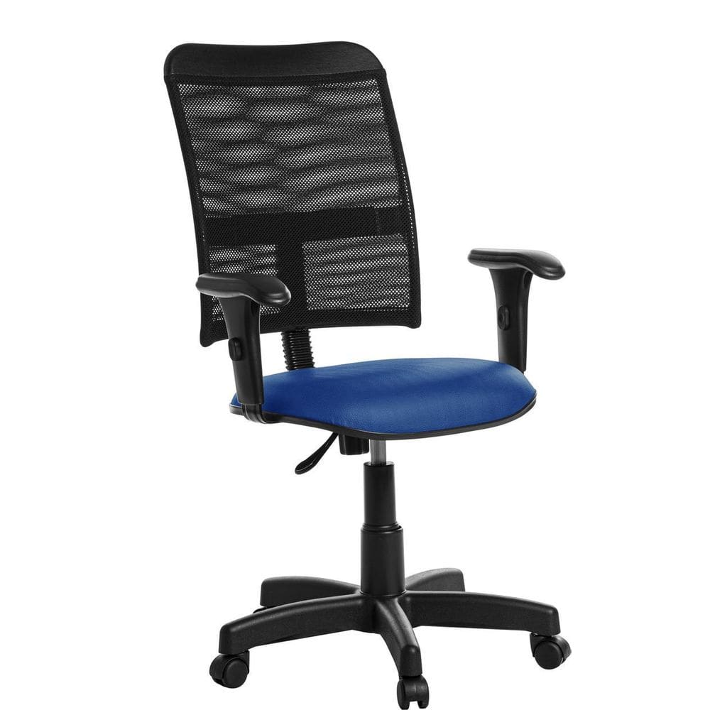 Cadeira Escritório Giratória Tela Com Braço RCE Azul