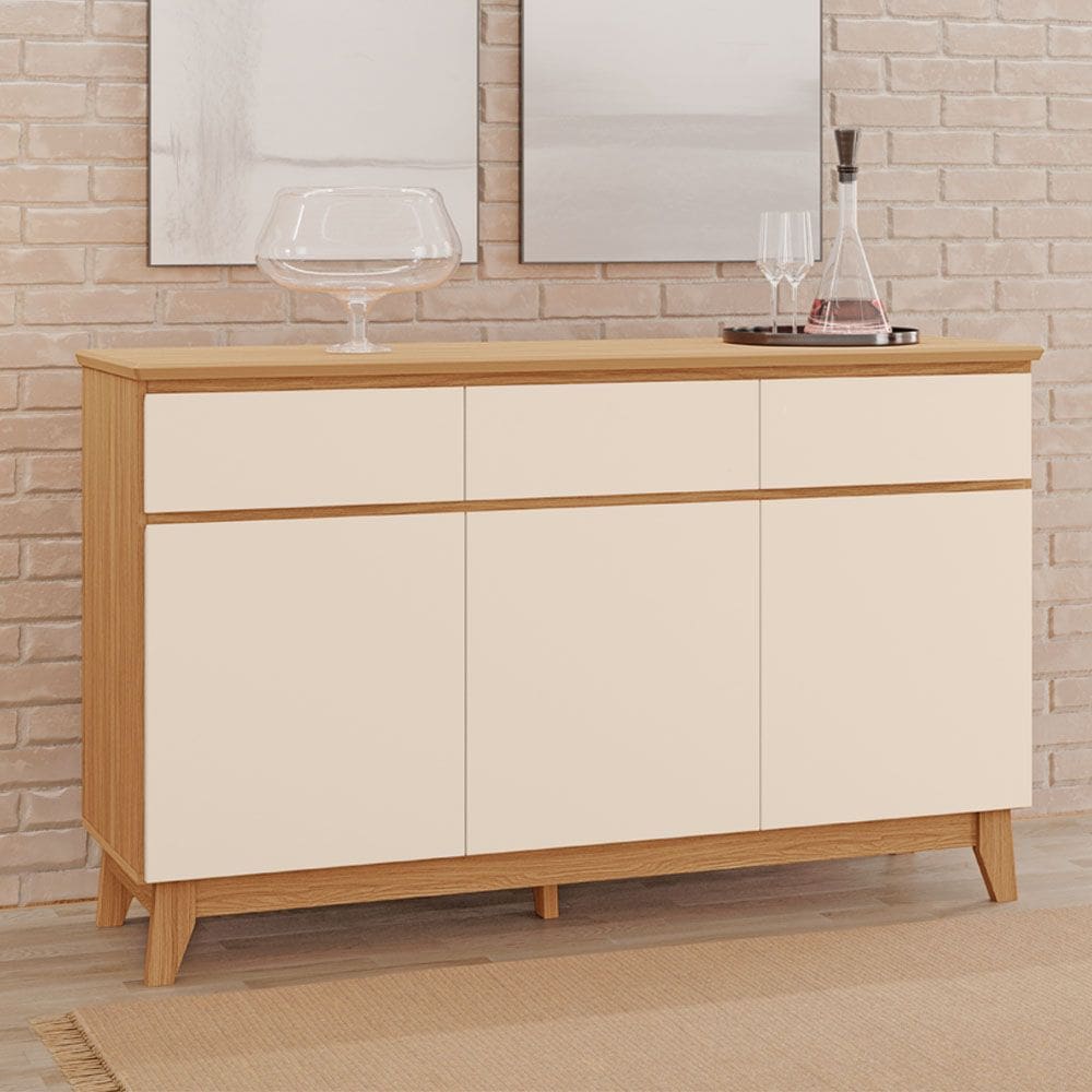 Buffet Dubai Tuboarte 100 %  MDF 3 Porta e Pés Estilo Retrô Tuboarte