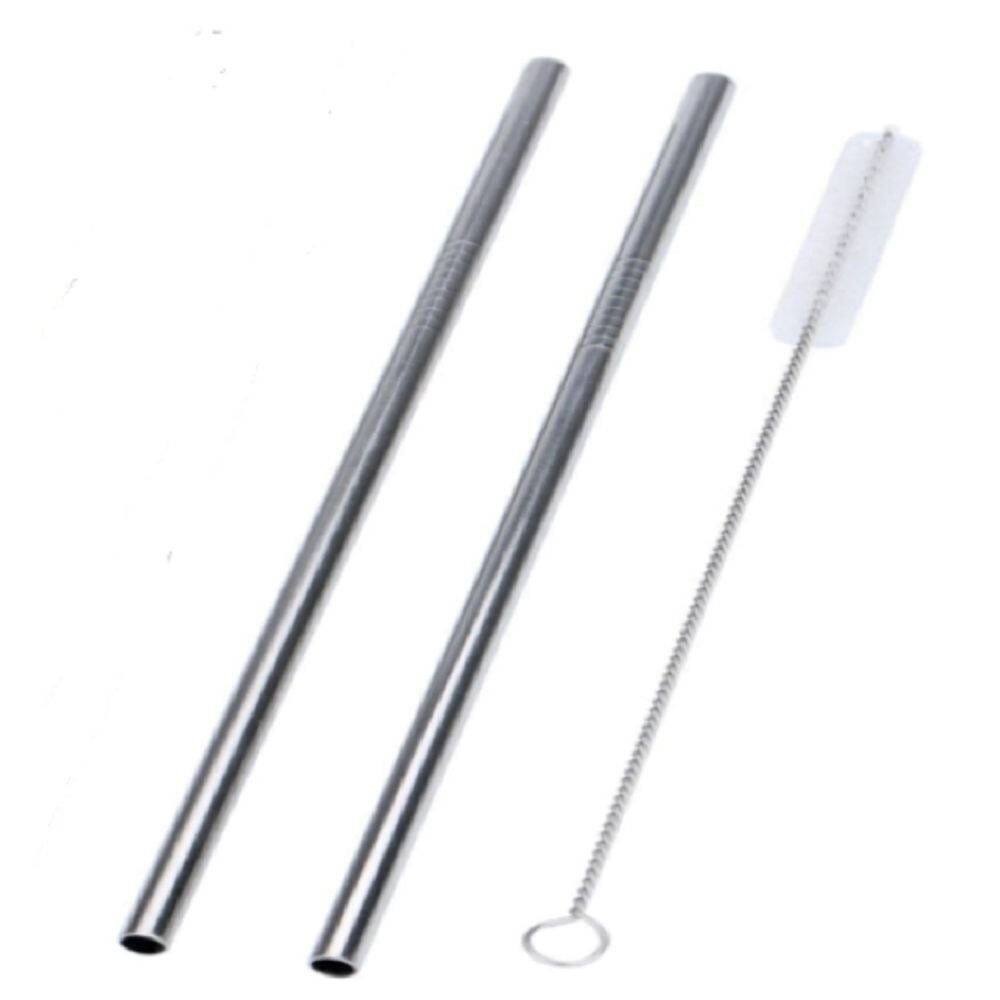 Kit Canudo Inox Reutilizável Reto Ecológico com Escova Prata