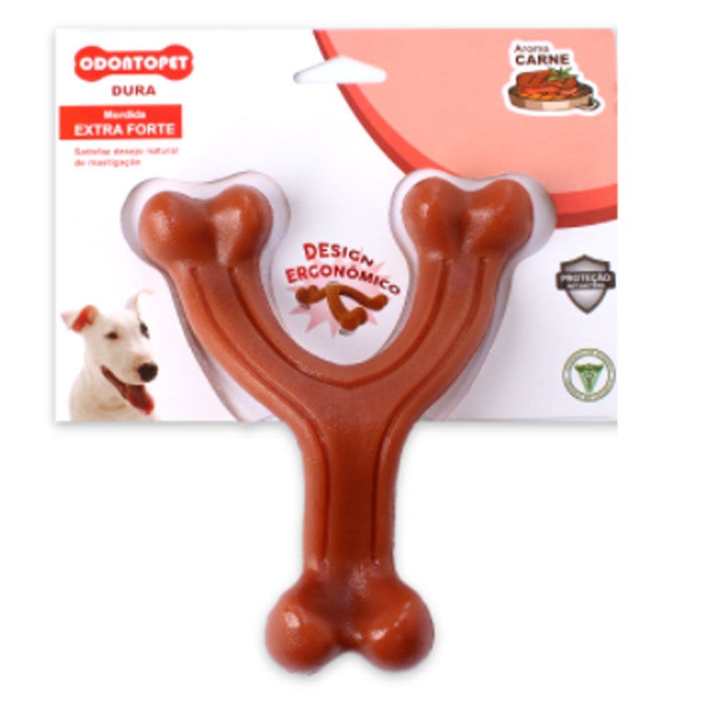 Brinquedo Mordedor de cachorro super resistente Odontopet Dura Wishbone carne Mordida Extra Forte Cães até 22Kg