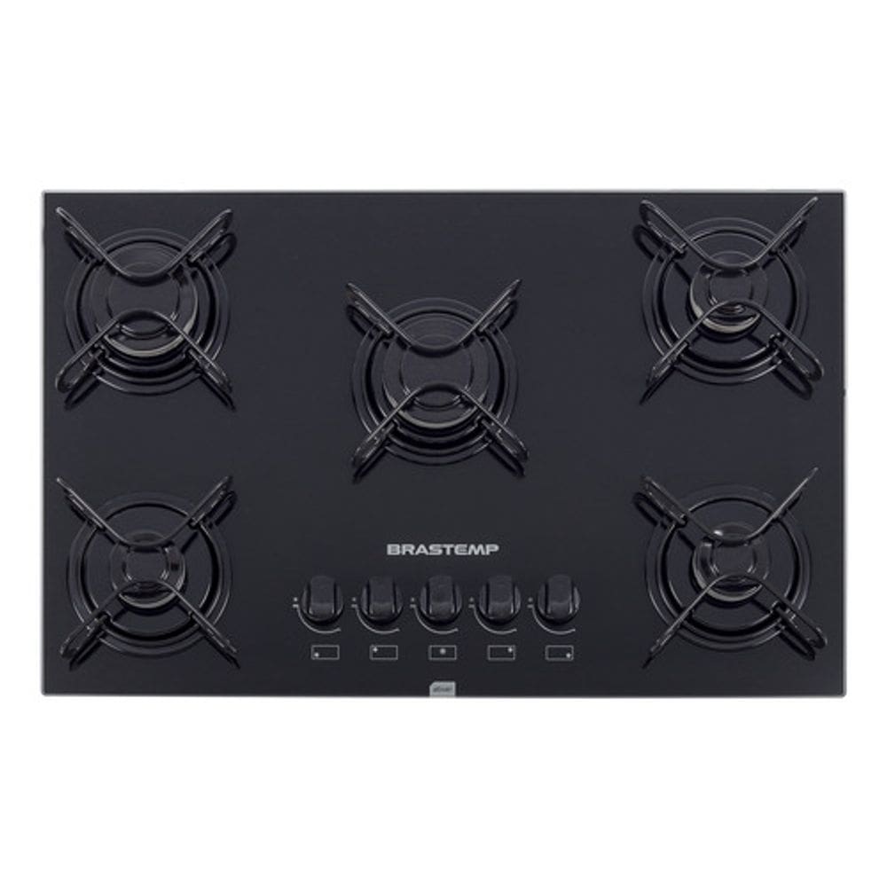 Cooktop A Gas 5 Bocas Vidro Preto Bivolt 73x46cm - Brastemp