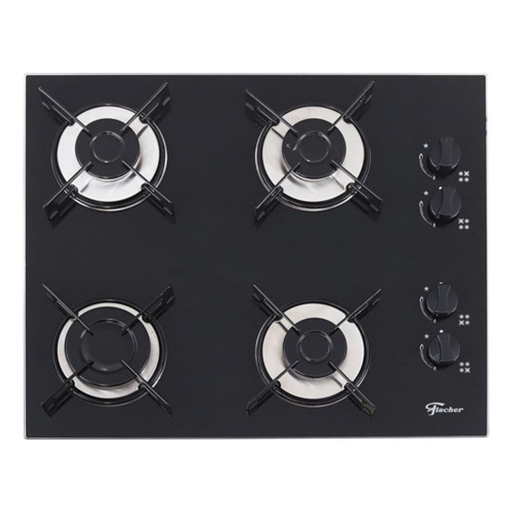 Cooktop A Gas 4 Bocas Vidro Preto Bivolt 55x46cm - Fischer